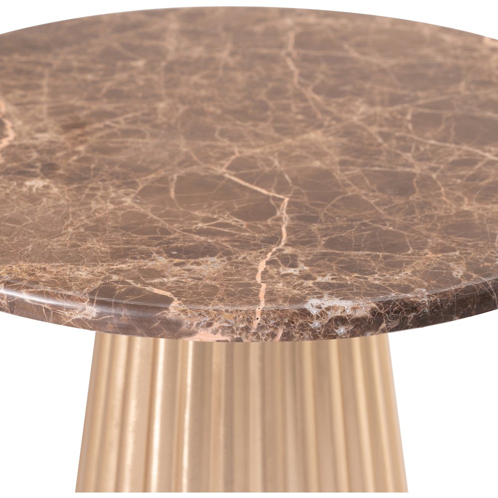 Cindra Brown Genuine Marble Top And Iron Base End / Side Table