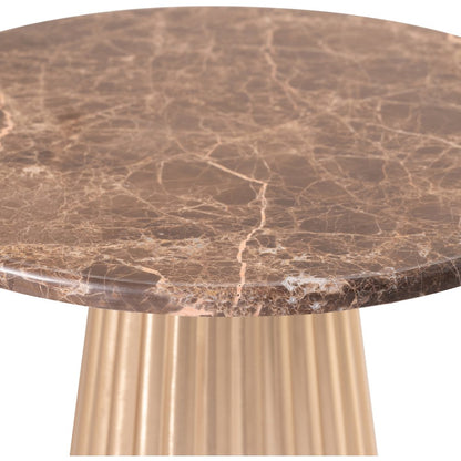 Cindra Brown Genuine Marble Top And Iron Base End / Side Table