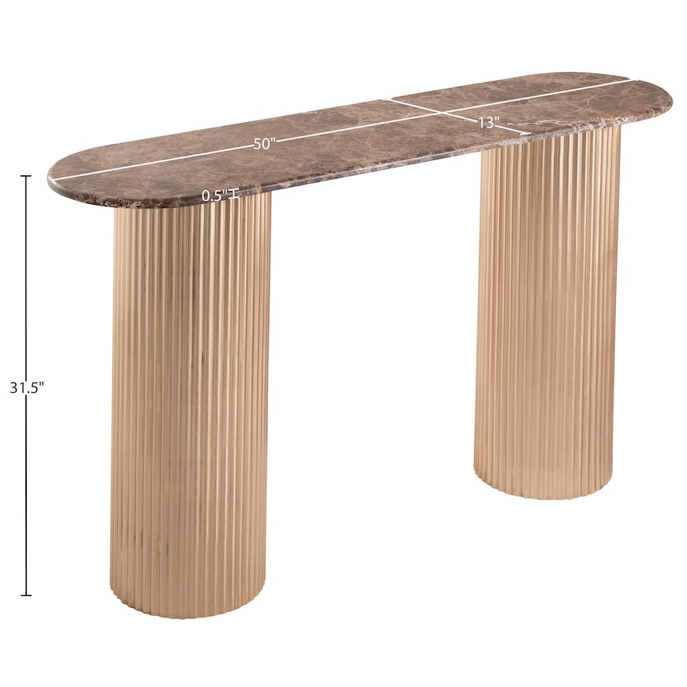 Cindra Brown Genuine Marble Top And Iron Base Console Table
