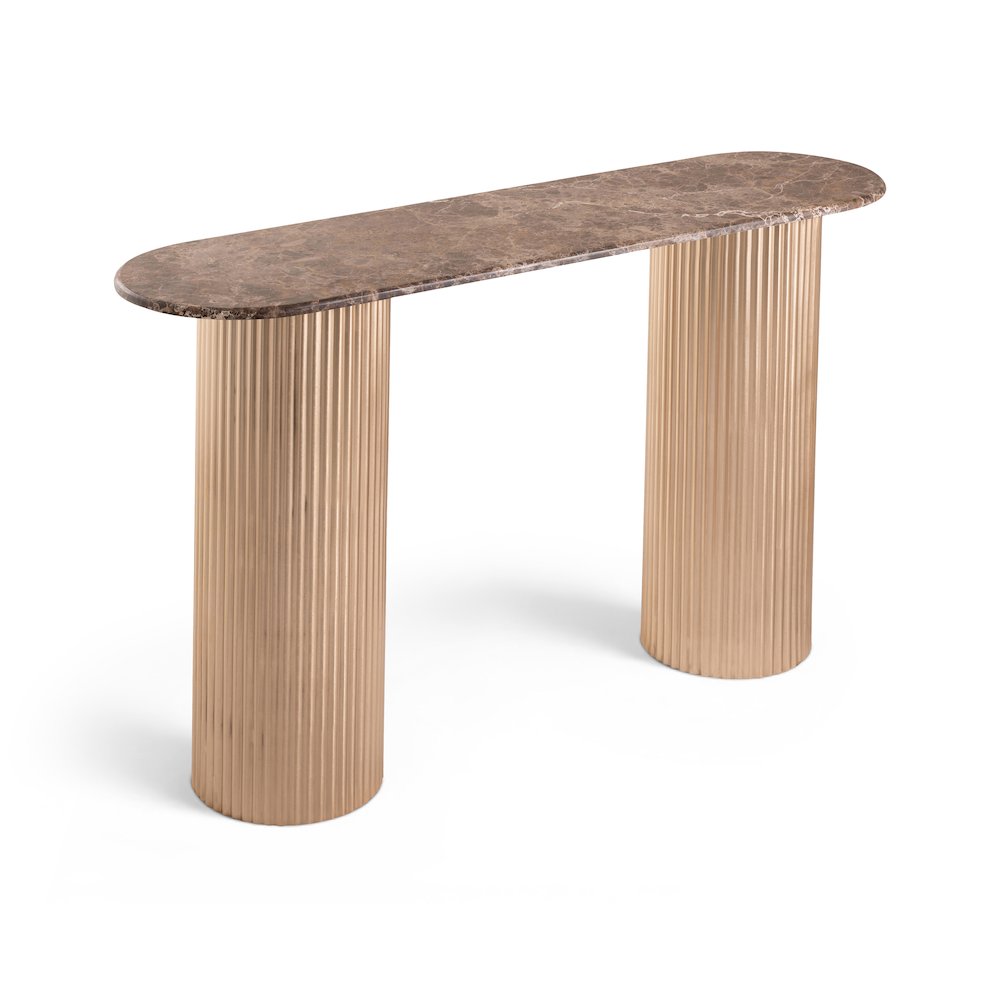 Cindra Brown Genuine Marble Top And Iron Base Console Table