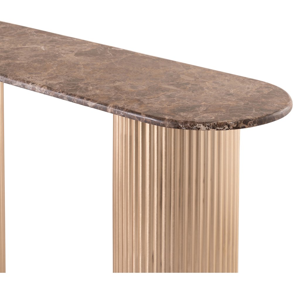 Cindra Brown Genuine Marble Top And Iron Base Console Table