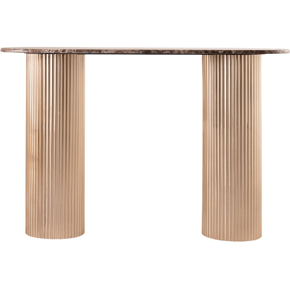 Cindra Brown Genuine Marble Top And Iron Base Console Table