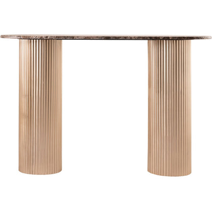 Cindra Brown Genuine Marble Top And Iron Base Console Table