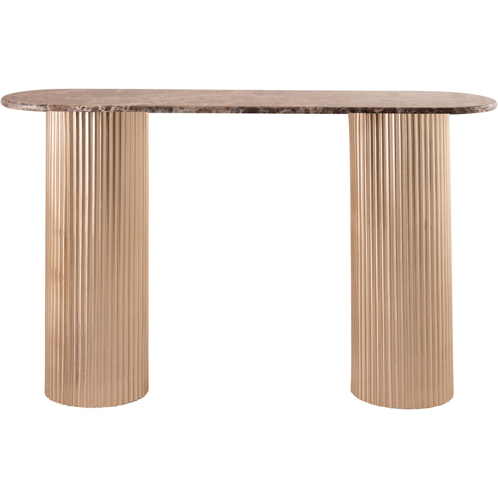 Cindra Brown Genuine Marble Top And Iron Base Console Table