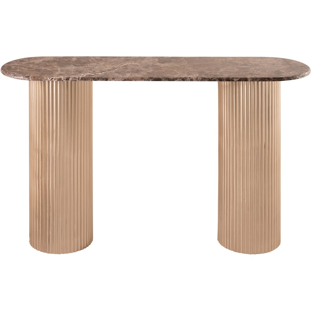 Cindra Brown Genuine Marble Top And Iron Base Console Table
