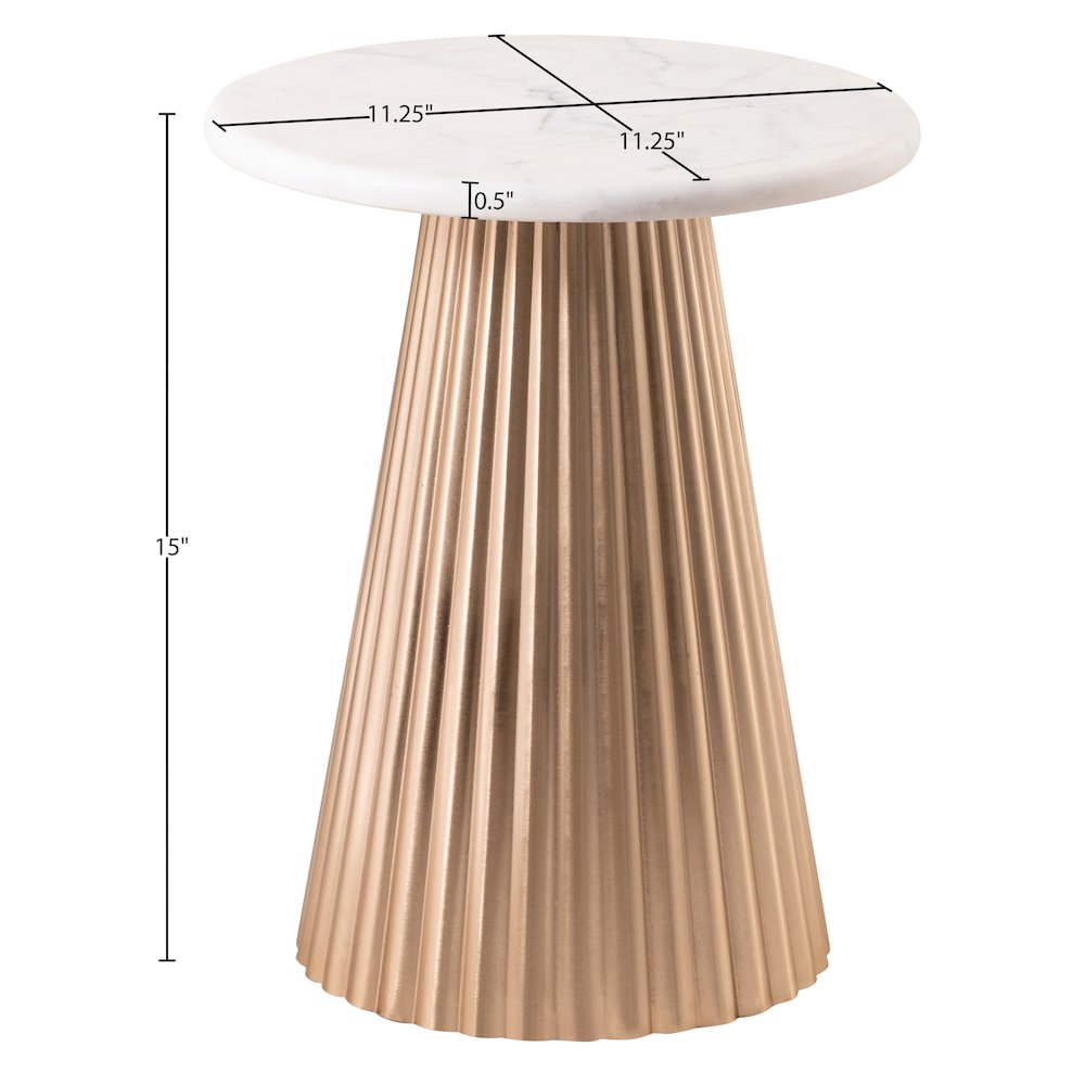 Cindra White Genuine Marble Top And Iron Base End / Side Table