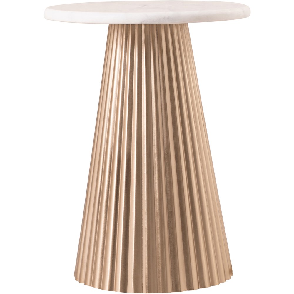 Cindra White Genuine Marble Top And Iron Base End / Side Table