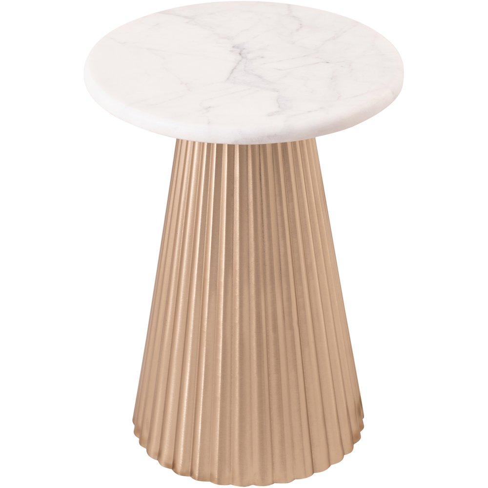 Cindra White Genuine Marble Top And Iron Base End / Side Table