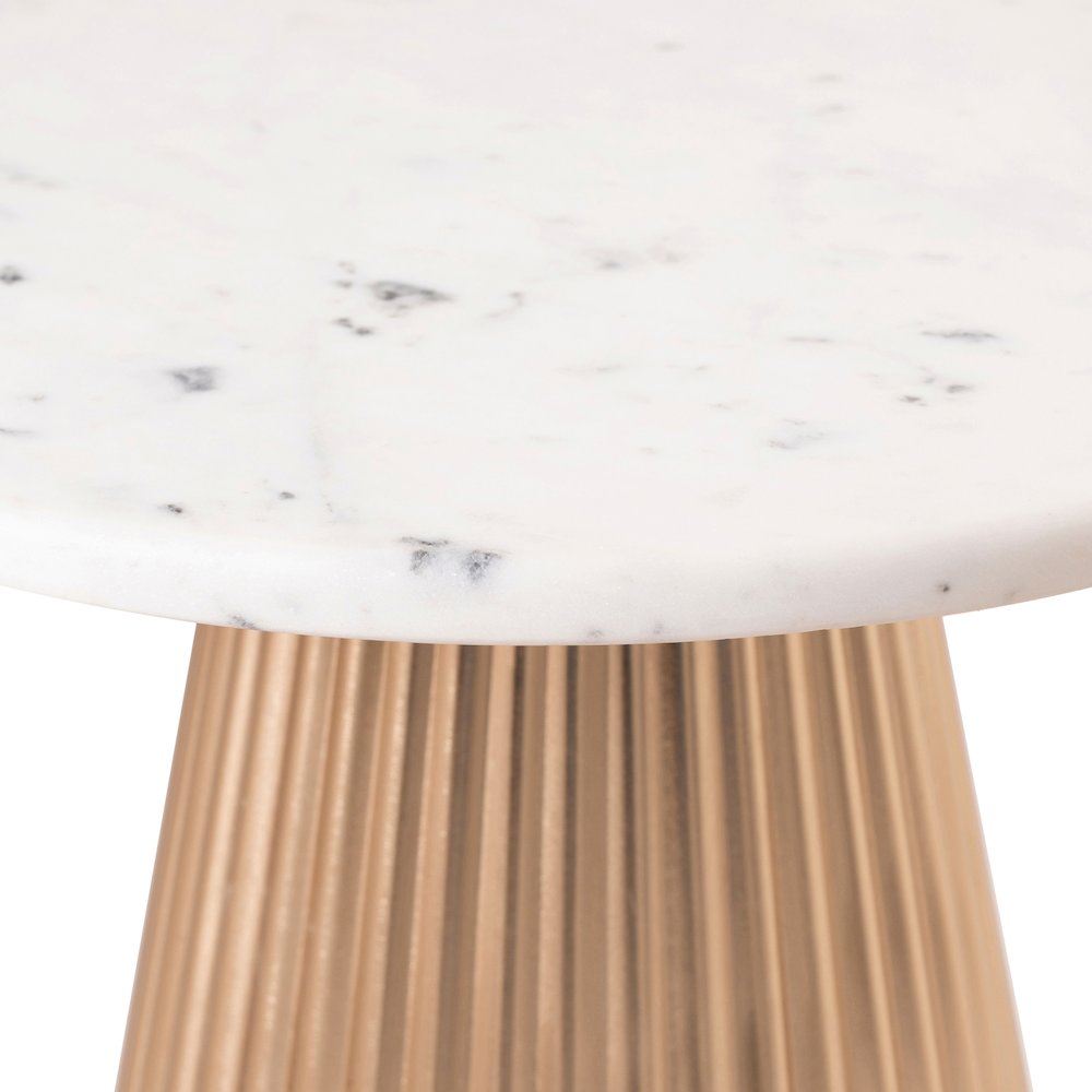Cindra White Genuine Marble Top And Iron Base End / Side Table
