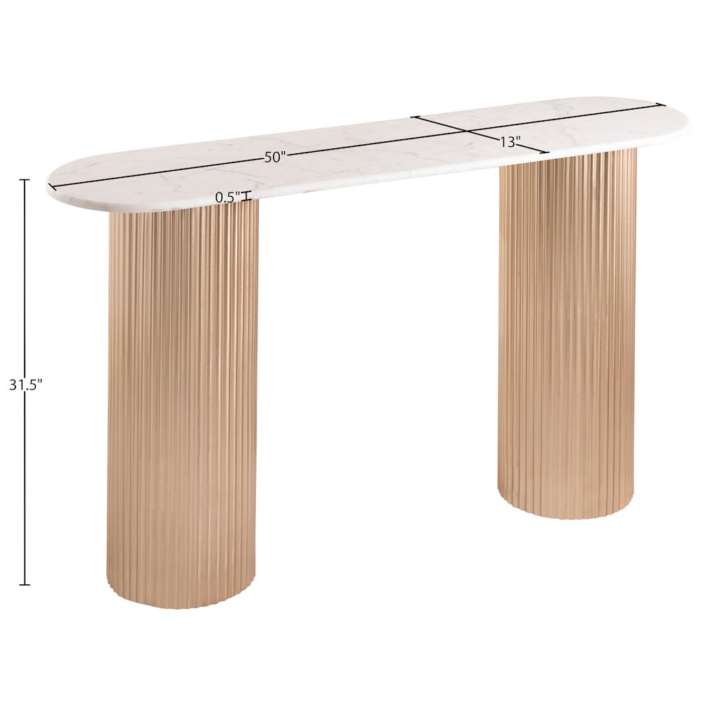 Cindra White Genuine Marble Top And Iron Base Console Table