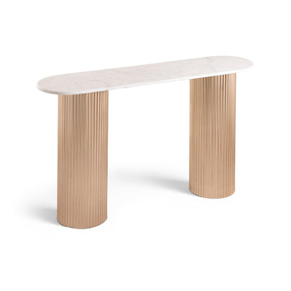 Cindra White Genuine Marble Top And Iron Base Console Table