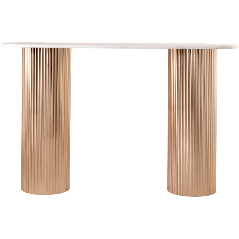 Cindra White Genuine Marble Top And Iron Base Console Table