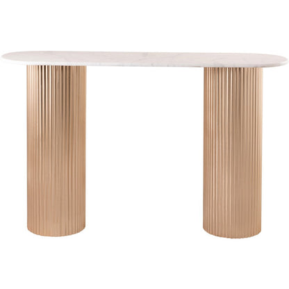 Cindra White Genuine Marble Top And Iron Base Console Table