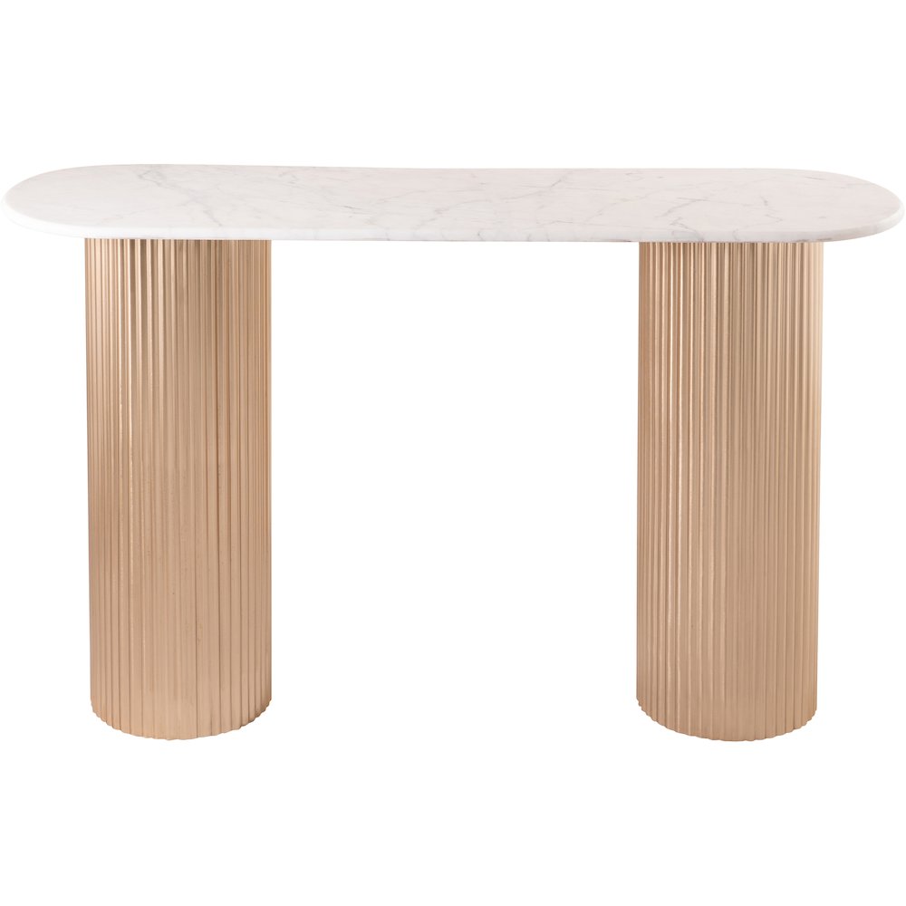 Cindra White Genuine Marble Top And Iron Base Console Table
