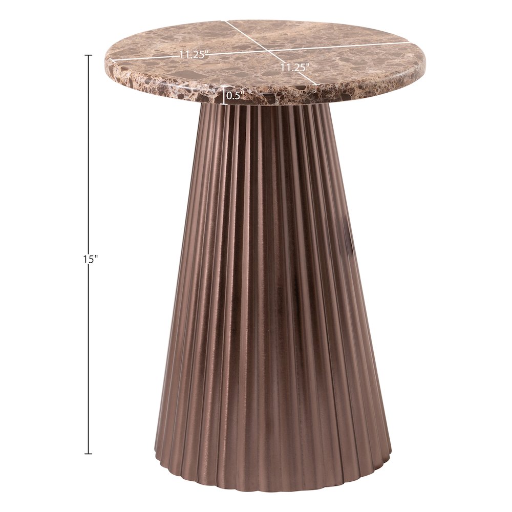 Cindra Brown Genuine Marble Top And Iron Base End / Side Table