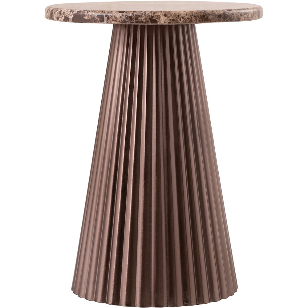 Cindra Brown Genuine Marble Top And Iron Base End / Side Table
