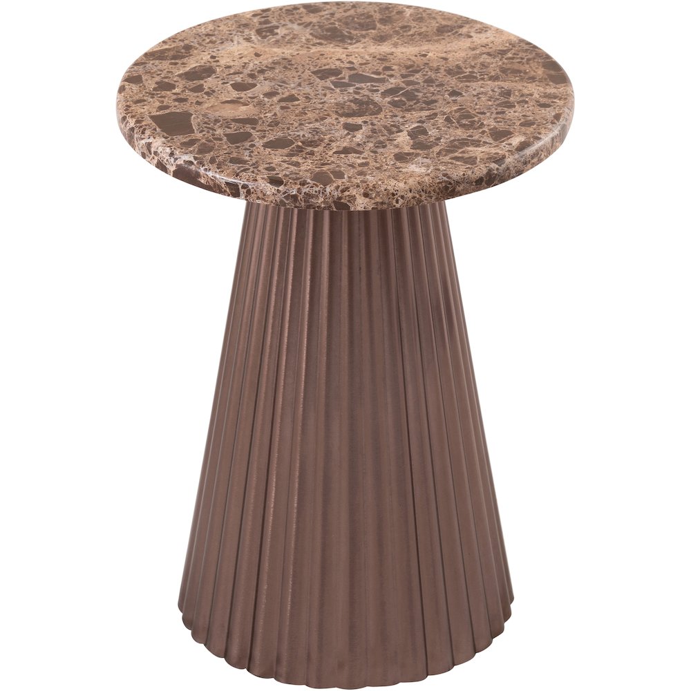 Cindra Brown Genuine Marble Top And Iron Base End / Side Table