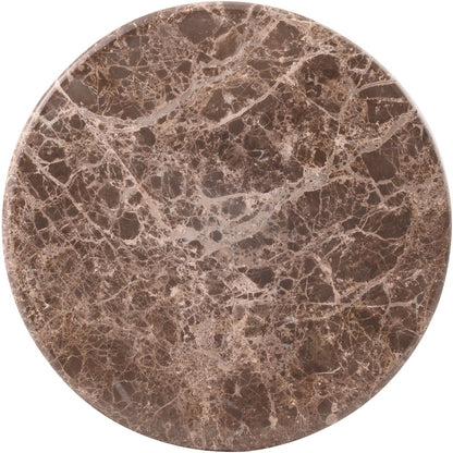 Cindra Brown Genuine Marble Top And Iron Base End / Side Table