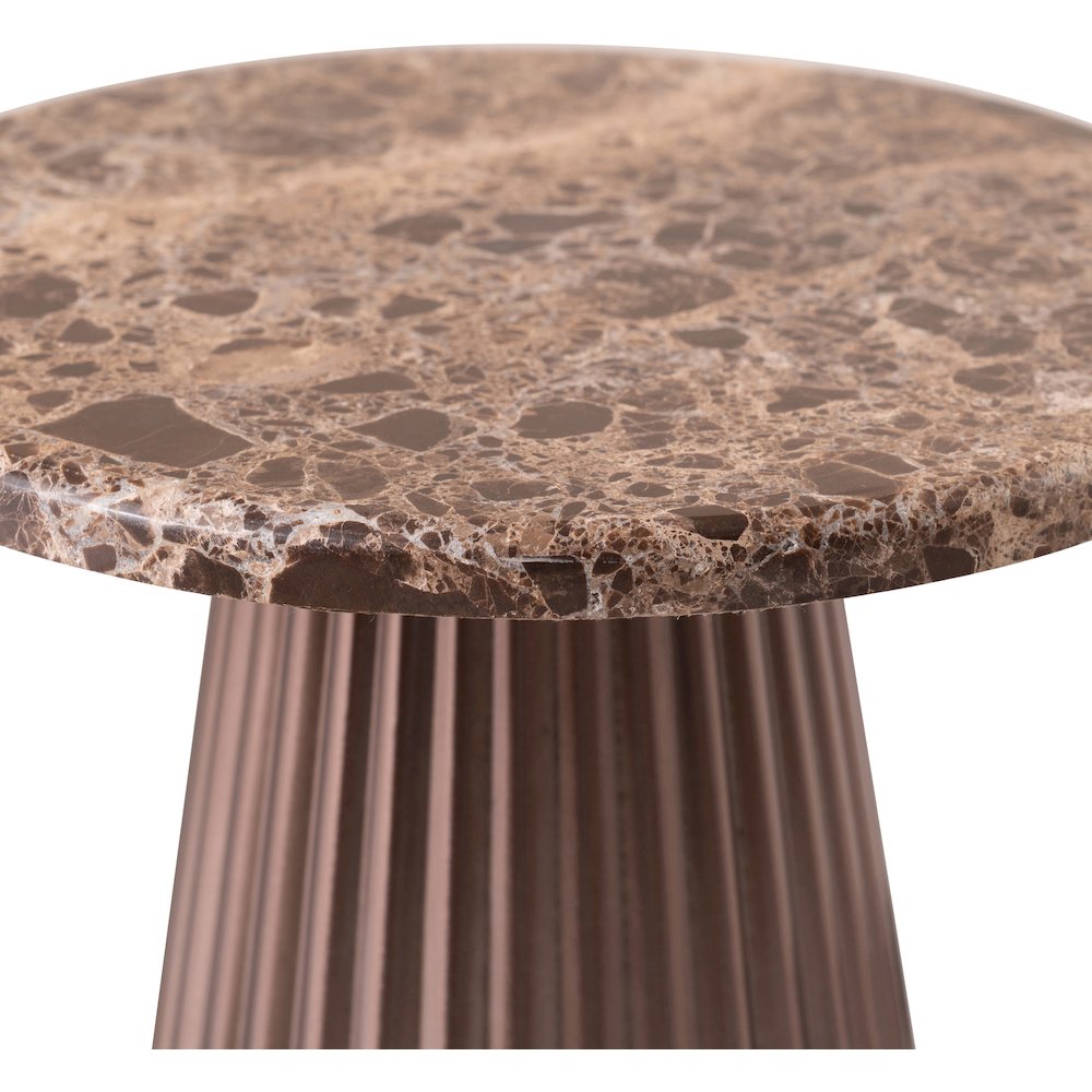 Cindra Brown Genuine Marble Top And Iron Base End / Side Table