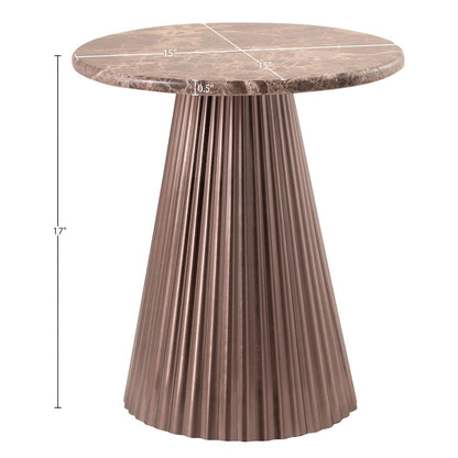 Cindra Brown Genuine Marble Top And Iron Base End / Side Table