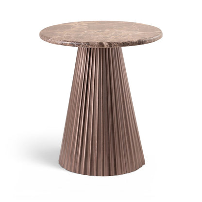 Cindra Brown Genuine Marble Top And Iron Base End / Side Table