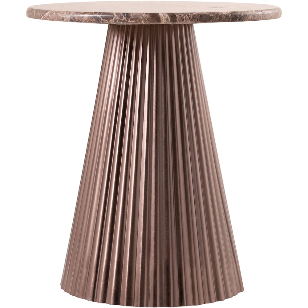 Cindra Brown Genuine Marble Top And Iron Base End / Side Table