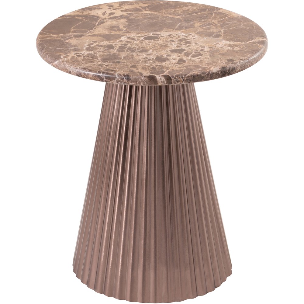 Cindra Brown Genuine Marble Top And Iron Base End / Side Table