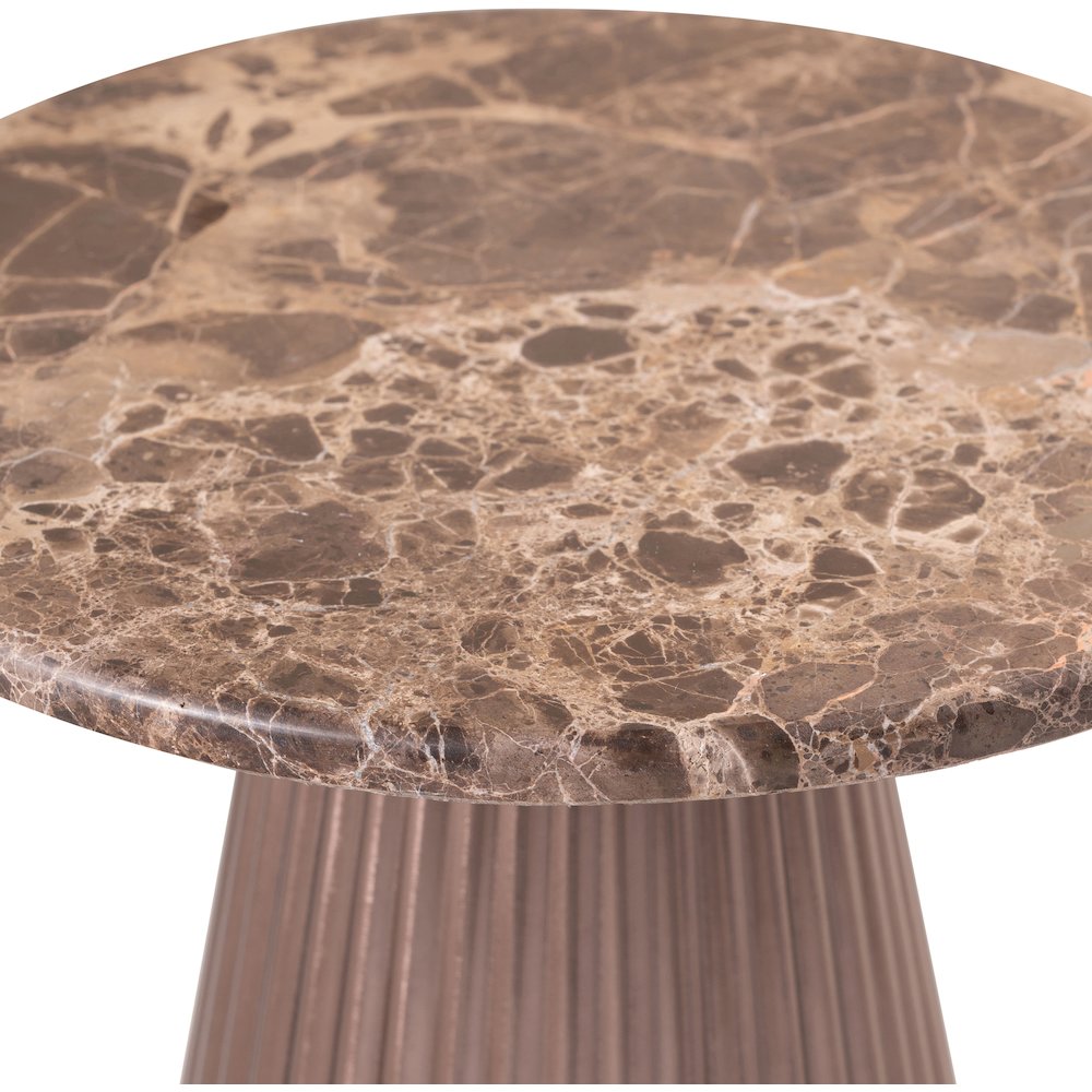 Cindra Brown Genuine Marble Top And Iron Base End / Side Table