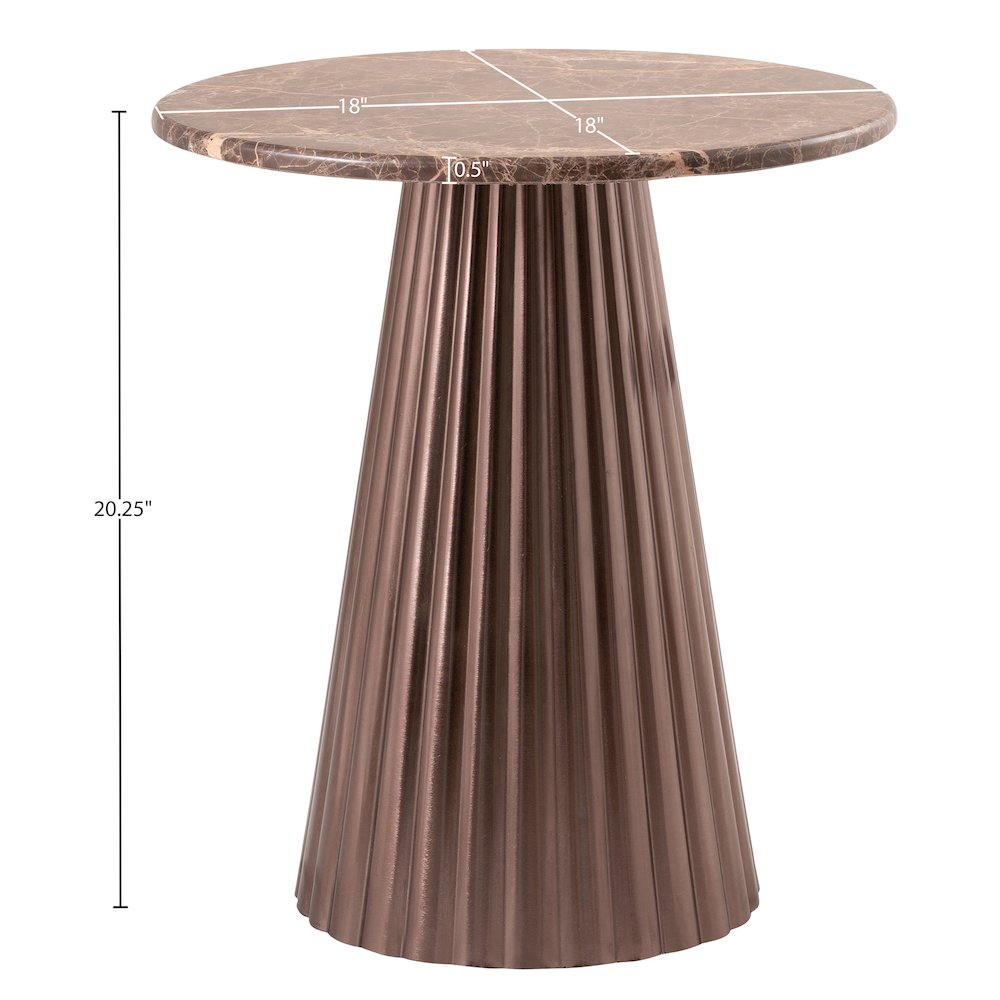 Cindra Brown Genuine Marble Top And Iron Base End / Side Table