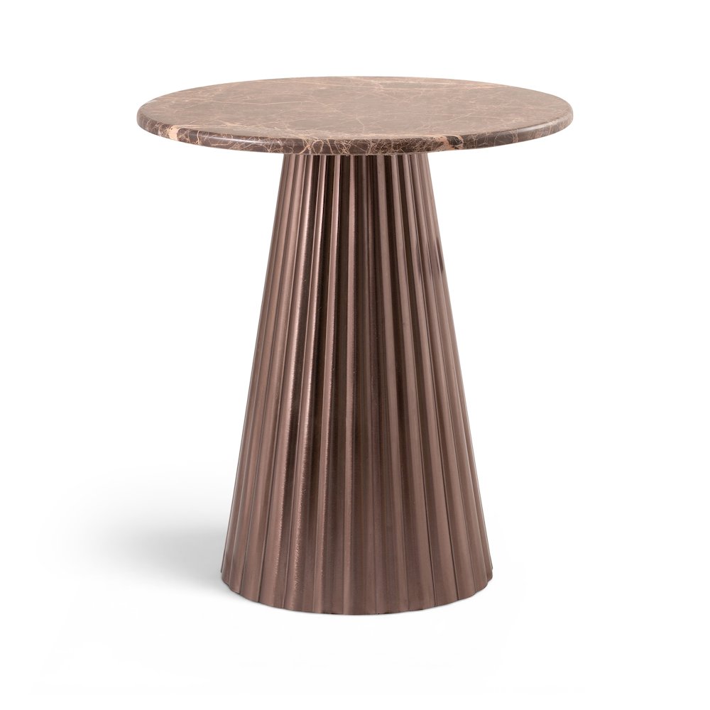 Cindra Brown Genuine Marble Top And Iron Base End / Side Table
