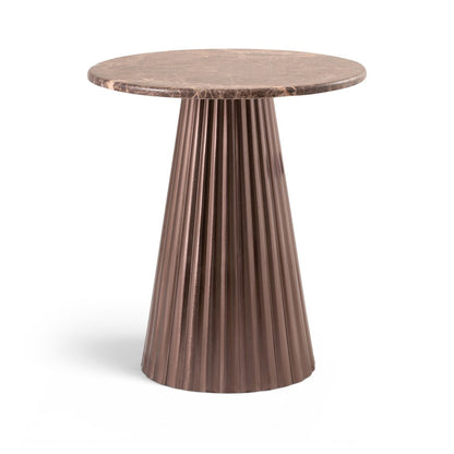 Cindra Brown Genuine Marble Top And Iron Base End / Side Table
