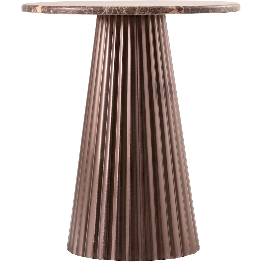 Cindra Brown Genuine Marble Top And Iron Base End / Side Table