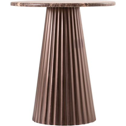 Cindra Brown Genuine Marble Top And Iron Base End / Side Table