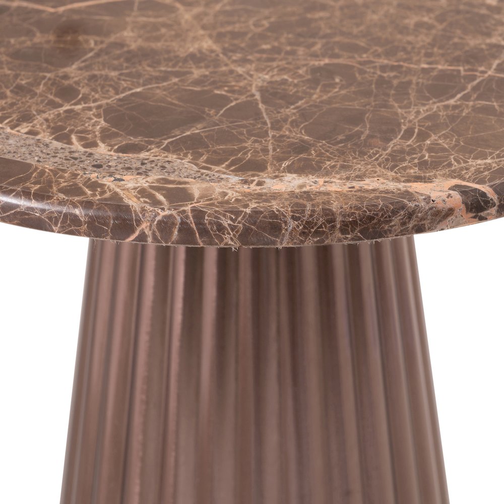 Cindra Brown Genuine Marble Top And Iron Base End / Side Table