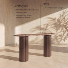 Cindra Brown Genuine Marble Top And Iron Base Console Table