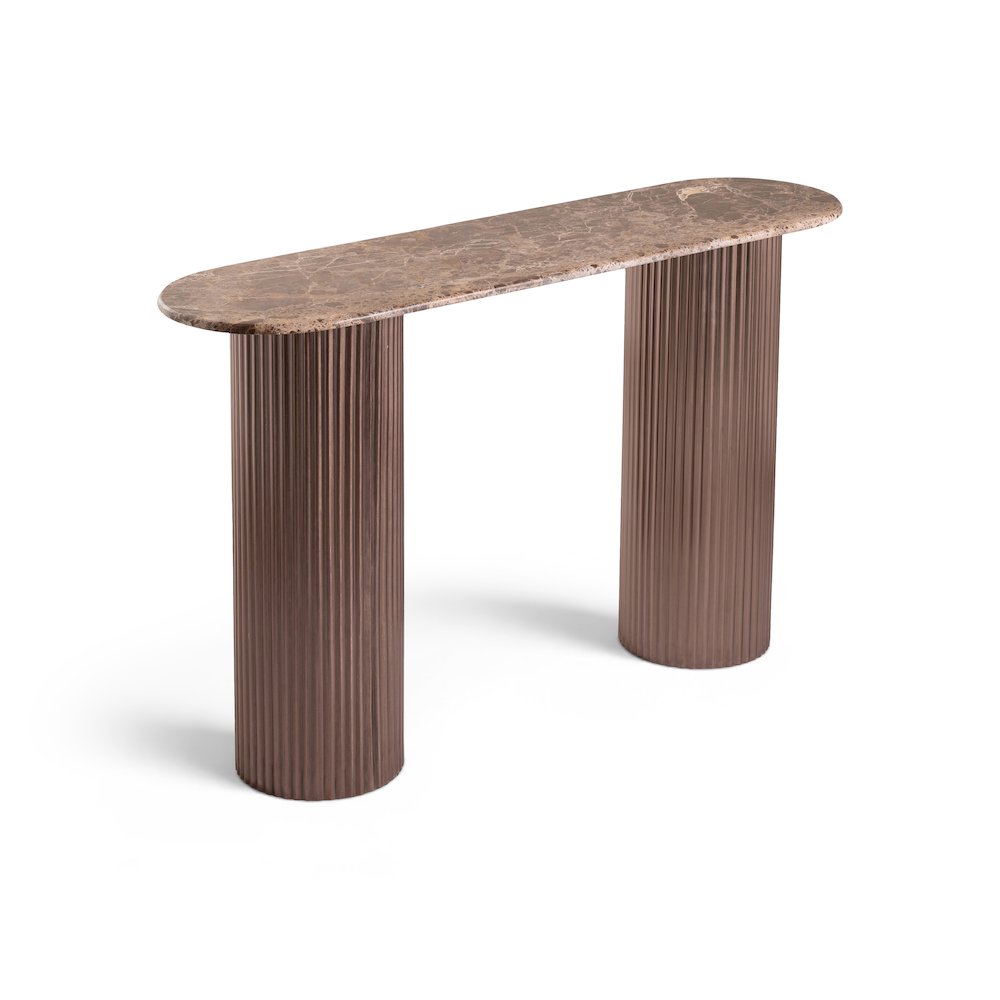 Cindra Brown Genuine Marble Top And Iron Base Console Table