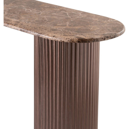 Cindra Brown Genuine Marble Top And Iron Base Console Table