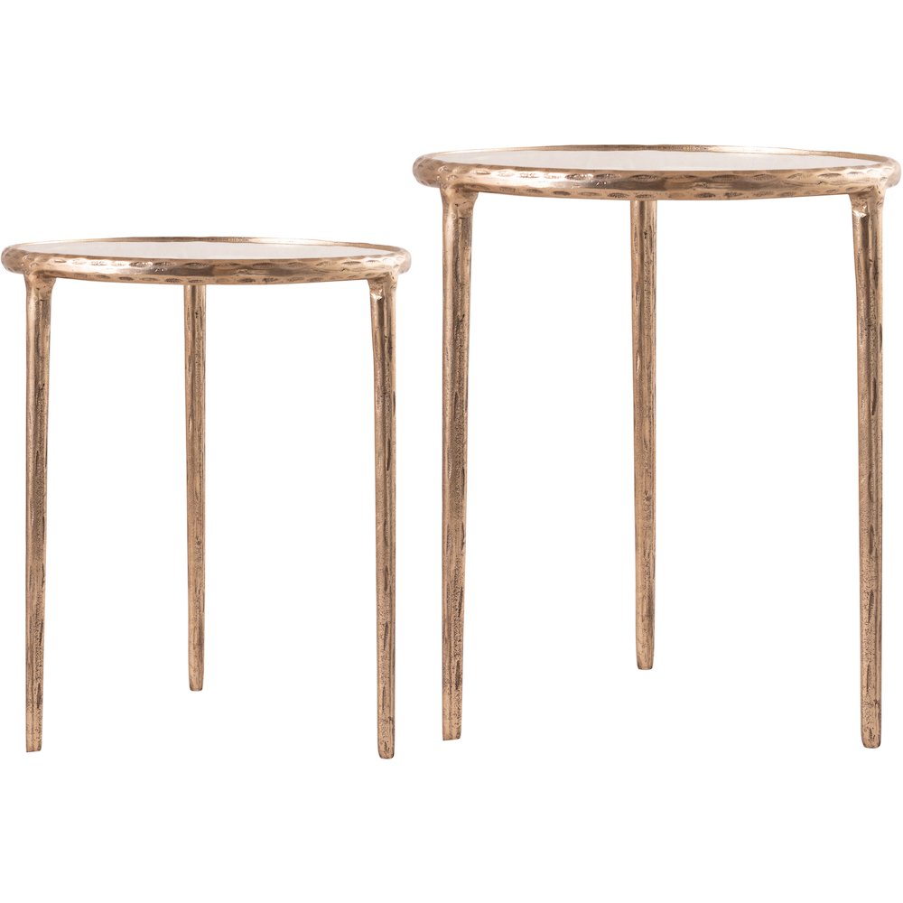 Evren Clear Glass Top And Aluminum Base 2pc Nesting End / Side Table
