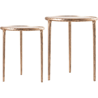 Evren Clear Glass Top And Aluminum Base 2pc Nesting End / Side Table