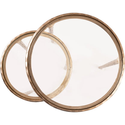 Evren Clear Glass Top And Aluminum Base 2pc Nesting End / Side Table