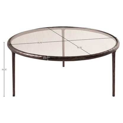Evren Clear Glass Top And Aluminum Base Coffee Table