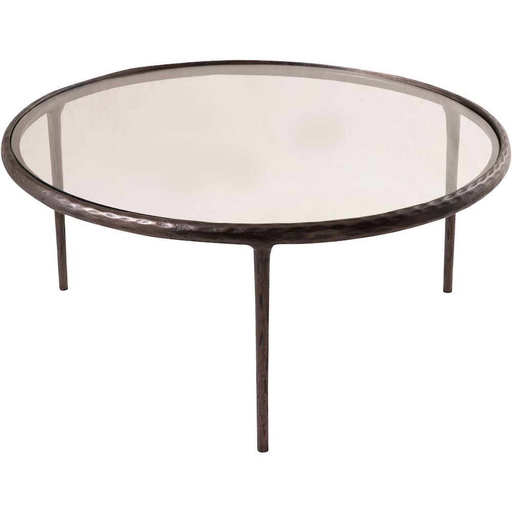 Evren Clear Glass Top And Aluminum Base Coffee Table