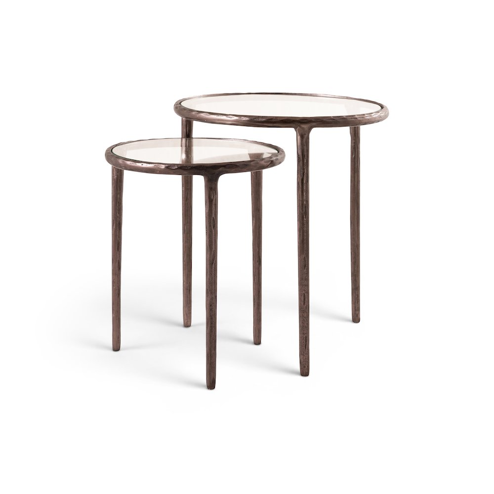 Evren Clear Glass Top And Aluminum Base 2pc Nesting End / Side Table