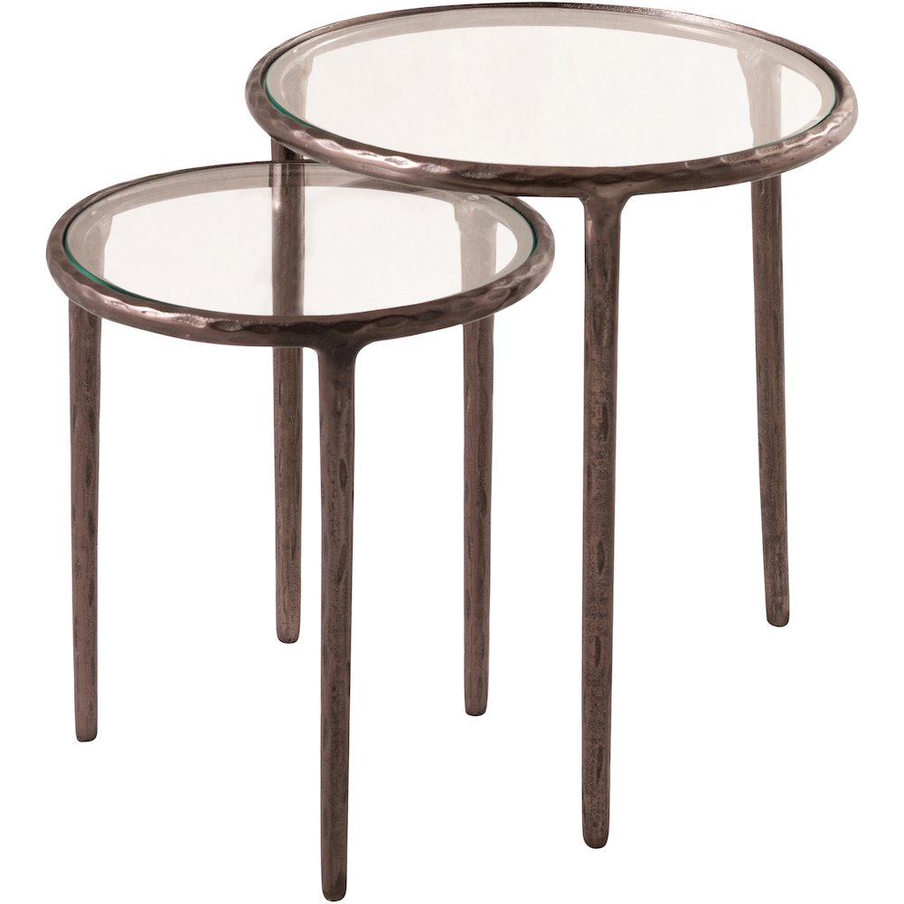 Evren Clear Glass Top And Aluminum Base 2pc Nesting End / Side Table