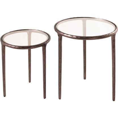 Evren Clear Glass Top And Aluminum Base 2pc Nesting End / Side Table