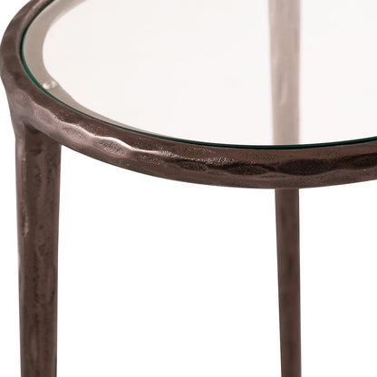 Evren Clear Glass Top And Aluminum Base 2pc Nesting End / Side Table