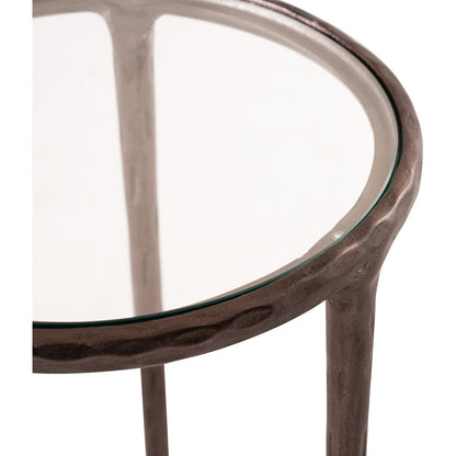 Evren Clear Glass Top And Aluminum Base 2pc Nesting End / Side Table