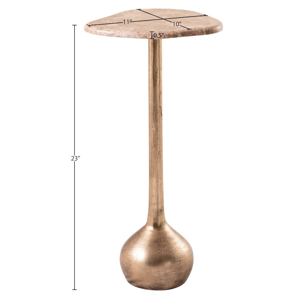 Vireo Beige Genuine Marble Top And Aluminum Base Drink Table