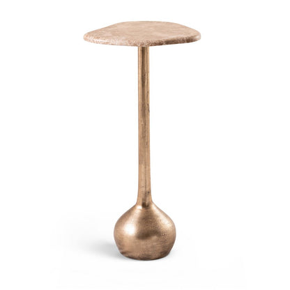 Vireo Beige Genuine Marble Top And Aluminum Base Drink Table
