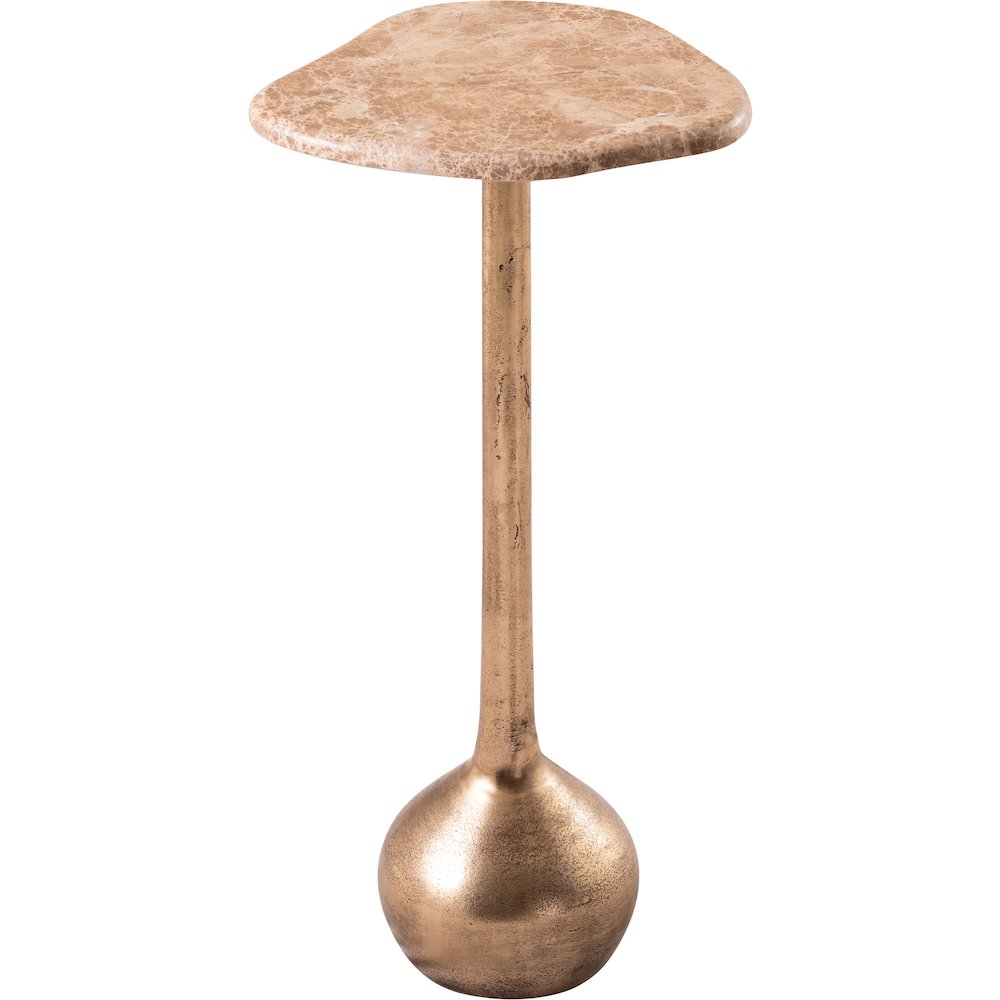 Vireo Beige Genuine Marble Top And Aluminum Base Drink Table